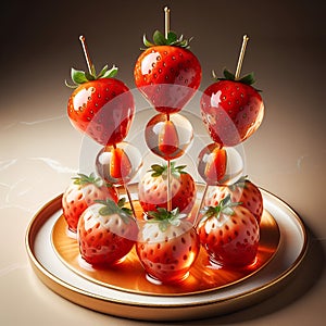 Sugar-Kissed Strawberry Skewers: A Symphony of Sweetness. photo