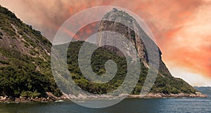 Sugar Loaf Stone seen from Red Beach in Urca. Rio de Janeiro, Brazil