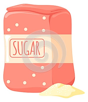 Sugar paper bag. Cartoon food package icon