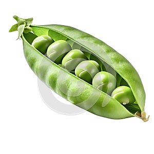 Top view green pea isolated on white, Pod of pea and peas isolated