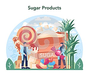 Sugar production industry. Saccharose and fructose extracted