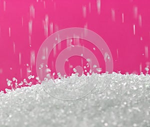 Sugar on a red background. macro
