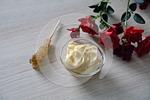 Sugar scrub in a bowl