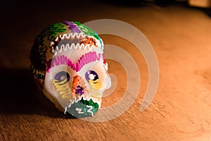 Sugar skull and candles - Calaverita - Ofrenda Dia de muertos