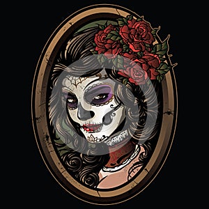 Sugar skull girl illustration