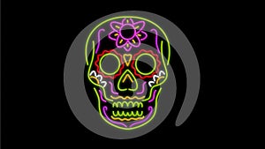 Sugar Skull Neon Sign 2D Animation