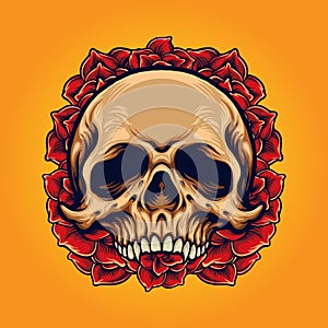 Sugar Skull Roses Frame Illustrations