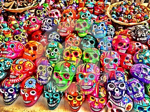 Sugar Skulls in the Colorful Sonora Market in Mexico