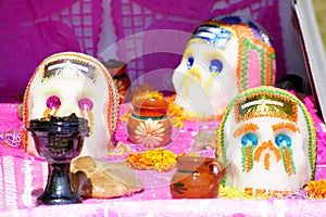 Sugar skulls, Day of the dead in mixquic, mexico city