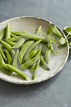 Sugar snaps in a bowl