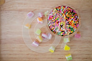 Sugar sprinkle dots, decoration for cake and bekery