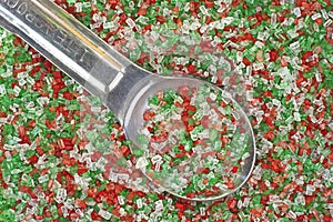 Sugar sprinkles with measuring spoon