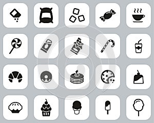 Sugar Or Sugar Food & Drink Icons Black & White Flat Design Set Big