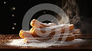 Deliciously Sweet Churros With A Dusting Of Powdered Sugar photo