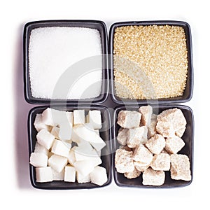 Sugar types on white