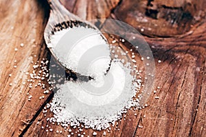 Sugar on wooden table