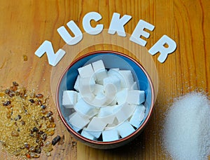 Sugar on a wooden table