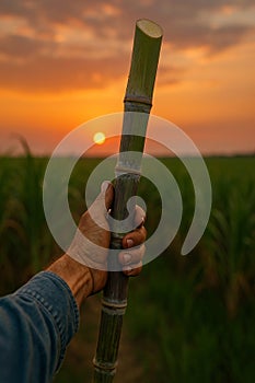 Sugarcane Harvest at Sunset AI-GENERATED