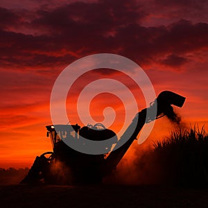 Sugarcane Harvest at Sunset AI-GENERATED
