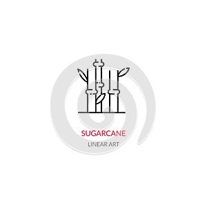 Sugarcane production. Simple vector illustration. Linear style.
