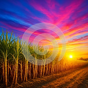 Sugarcane Sunset: A Hyper-Realistic Color Spectrum AI-GENERATED
