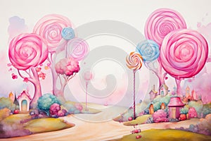 Sugarcoated Dreamscape: Gumdrops and Lollipop Trees. photo