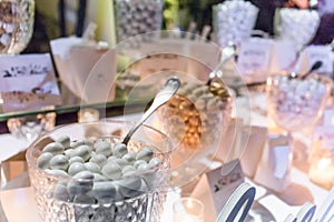 Sugared almonds dragees for wedding day