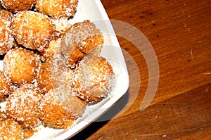 Sugared fritters castagnole calls in Italy, where they prepare f