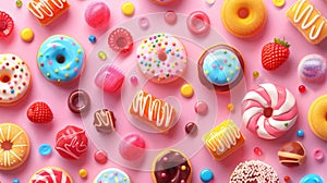 Sugary Delights: Colorful Candy Illustration for Tasty Dessert and Confectionery Snack Background