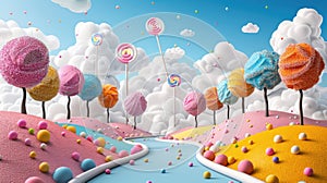 Sugary Sweet Candy Land: A Dreamy Town of Lollipop Trees and Sweets,