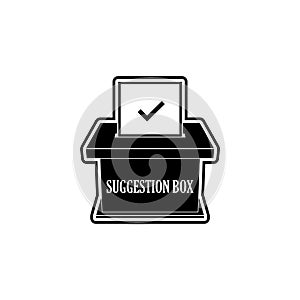 Suggestion box with feedback notes, icon or sign photo