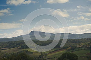 Suggestive countryside landscape with dramatic light in the valley of Tuscany