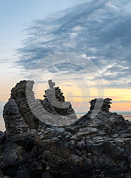 Suggestive overview of the protected marine reserve of the Cyclops Riviera at sunset