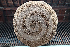 Sugidama, ball made from sprigs of Japanese cedar, traditionally hung in the eaves of sake brew