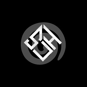 SUH letter logo design on black background. SUH creative initials letter logo concept. SUH letter design