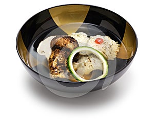 Suimono (Japanese style clear soup) with Matsutake mushroom and Hamo( pike conger eel).
