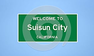 Suisun City, California city limit sign. Town sign from the USA.