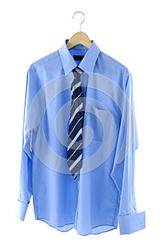 Suit with blue tie