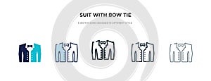 Suit with bow tie icon in different style vector illustration. two colored and black suit with bow tie vector icons designed in