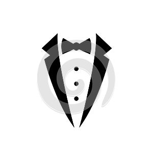 Suit icon, Black and white, Isolated on white background
