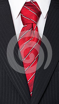 Suit and red necktie