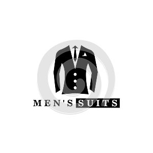 Suit tie illustration logo black design template vector icon