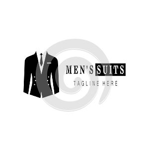 Suit tie illustration logo black design template vector icon