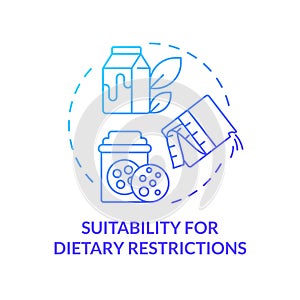 Suitability for dietary restrictions blue gradient concept icon photo