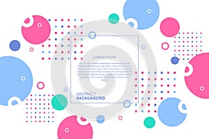 Flat colorful circles with memphis style pattern