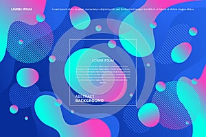 Shiny abstract fluid in memphis style background