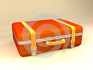 Suitcase 3D icon. brown suitcase 3D illustration