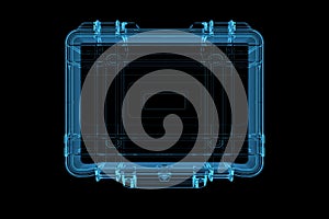 Suitcase 3D rendered xray blue