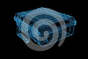 Suitcase 3D rendered xray blue photo