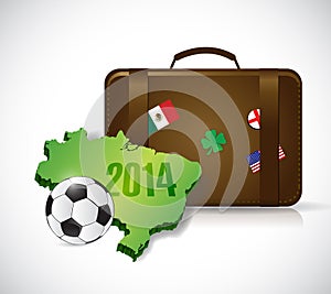 Suitcase brazil 2014 trip illustration design